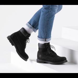 Junior Black Timberlands waterproof